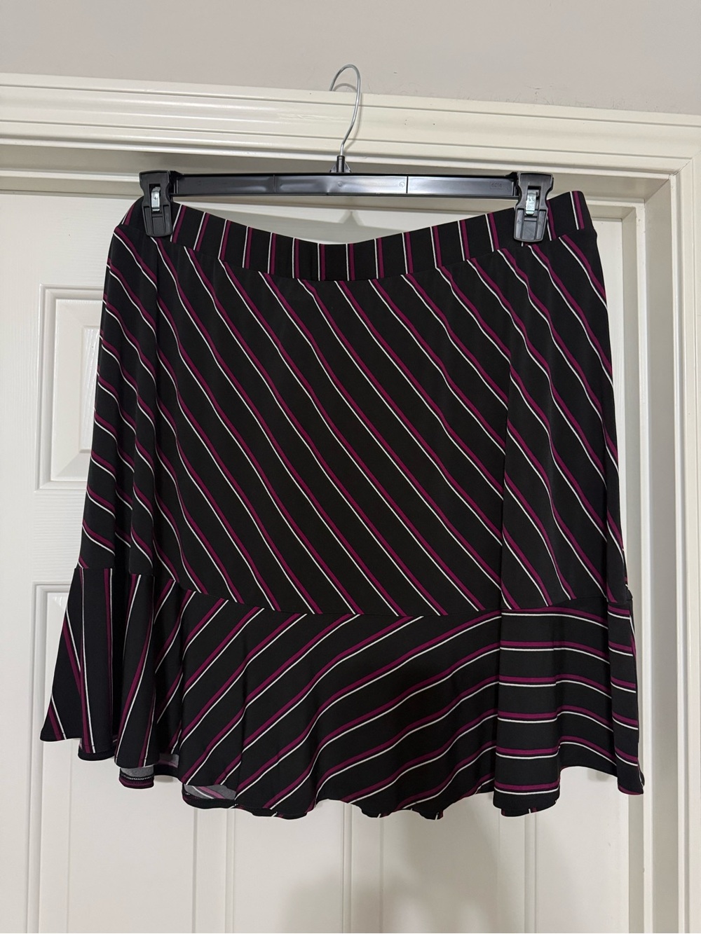 Lane Bryant Black Skirt with Pink and White Diagonal Stripes